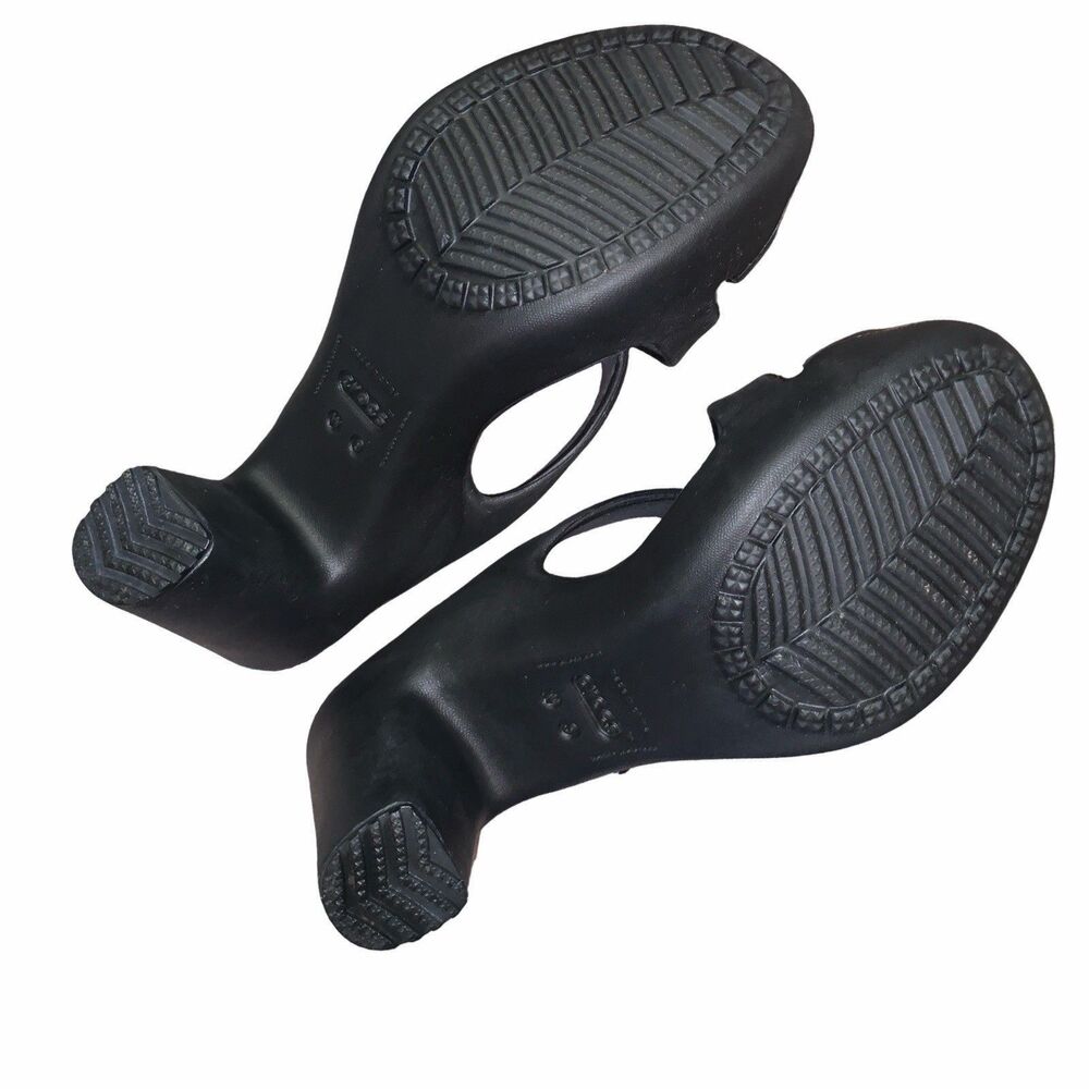Crocs Cyprus IV Sandals Women's Size 9 Black Strappy Heel Platform Rubber Shoes - Picture 3 of 8